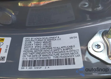2024 Honda Accord Hybrid Sport-L from USA, damaged, VIN 1HGCY2F79RA065783